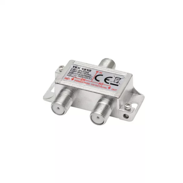 Distribuitor Home TSX 1910 F, calitate profesională HQ, 75 Ohm, IP44, construcție din aliaj de zinc, 5-2400 MHz, 2 căi, 1 intrare, 2 ieșiri