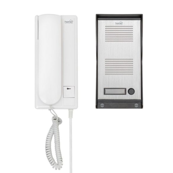 Set videointerfon Home DP 22, unitate exterioară din aluminiu, montaj pe perete, conexiune cu două fire, deschidere ușă, IP23