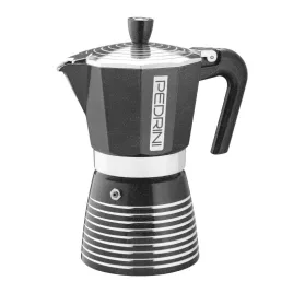   Pedrini Infinity Rock cafetieră, 6 persoane, negru, finisaj din aluminiu