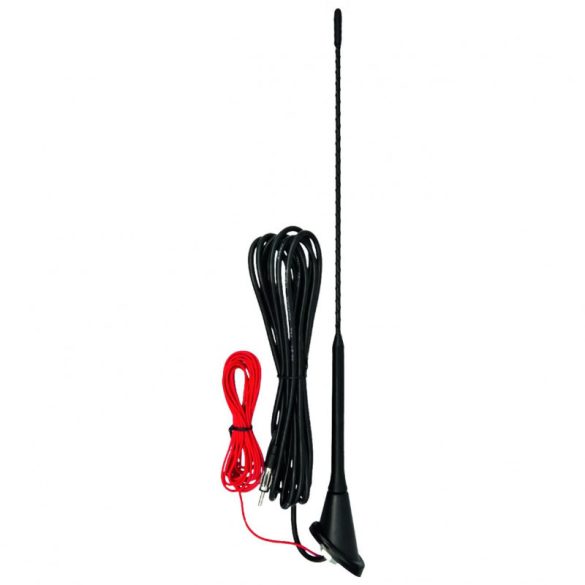SAL 90557 antenă auto cu amplificator, pentru acoperiș, VW Golf, șurub M5, conector DIN, 400 mm, 52°, înveliș de cauciuc