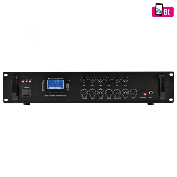 SAL MPA 240BT mixer audio multimedia, 240 W, 6 canale, BT, radio FM, USB/SD, EQ