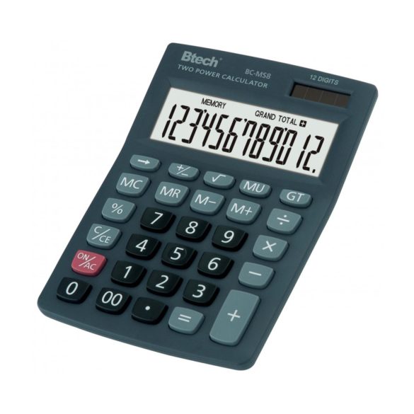 Btech BC-MS8 calculator de birou, solar, ecran mare, 12 cifre, calcul procentual, extragere de rădăcină