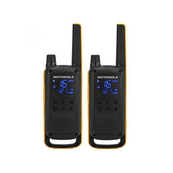 Pereche stații emisie-recepție Motorola TLKR T82 EXTREME, 10 km, 16 canale PMR, 121 subcanale, iVOX, IPX4, ~18 ore autonomie