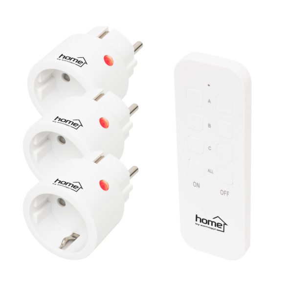 Set mini prize de curent telecomandate Home TH2313, 2300 W, 3 prize + 1 telecomandă, rază de acțiune 40m
