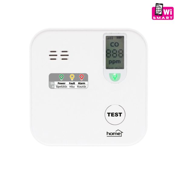Detector de monoxid de carbon Home CO10SMART, compatibil Tuya, conexiune Wi-Fi, afișaj LCD, pe baterii, durată de viață a bateriei 5 ani, durată de viață a senzorului 10 ani