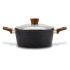 Nava 10-144-121 Nature cratiță antiaderentă, cu înveliș de piatră, mâner rezistent la căldură, capac de sticlă, 24 cm