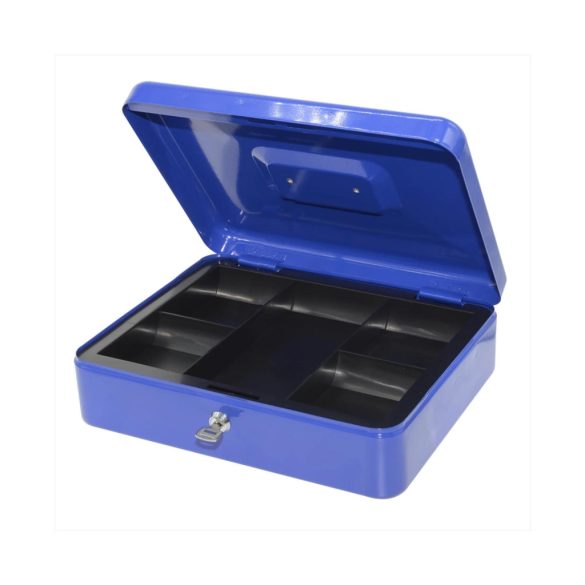 Bluering PNZK casetă de bani metalică, 5 compartimente, 2 chei, albastru