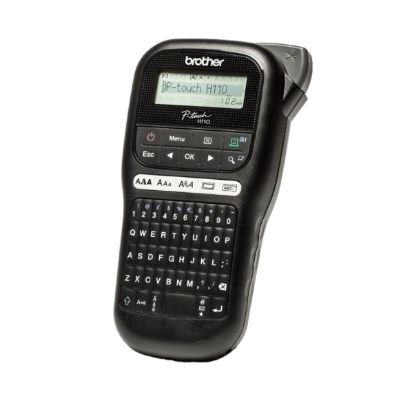 Mașină de scris Brother PT-H110, lățime bandă 12 mm, afișaj LCD, cuțit de tăiere, benzi TZe, 20 limbi