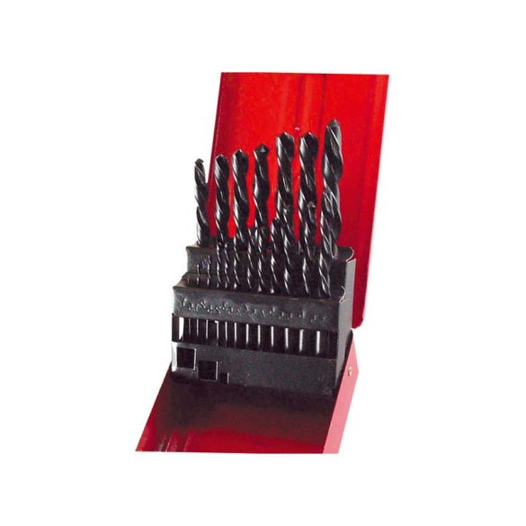 set burghiu melc metalic HSS; 19 buc, 1-10mm, (cutie metalică)