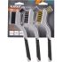 EXTOL PREMIUM set perii sârmă, 3 buc: nailon, cupru și oțel inoxidabil, 3×8 rânduri, 180mm, mâner moale TPR+PP cu două componente
