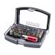 FORTUM set biți, 32 buc; biți 1/4"×25mm, oțel S2 (drept, PH, PZ, Imbus, Torx, Torx cu gaură), 1 suport magnetic, 1 adaptor