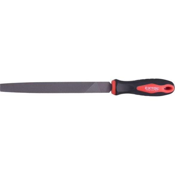 EXTOL PREMIUM pilă metalică 200mm plată, oțel T12, tăiere 2, fină, mâner plastic cu cauciuc TPR