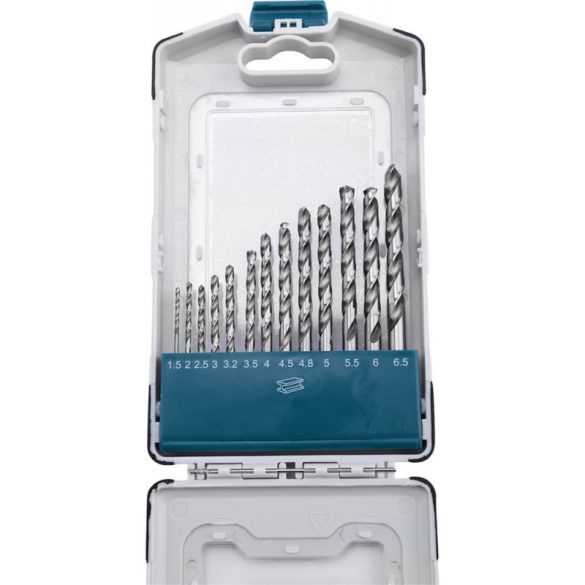 EXTOL INDUSTRIAL set burghie metal, 13 buc., HSS-G 9341/M2, 2-8 mm, pentru oțel, prindere normală, lustruit, în suport de plastic