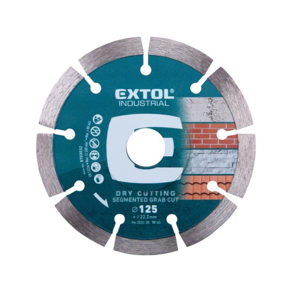 EXTOL INDUSTRIAL disc diamantat, segmentat, industrial; 125mm, pentru tăiere uscată