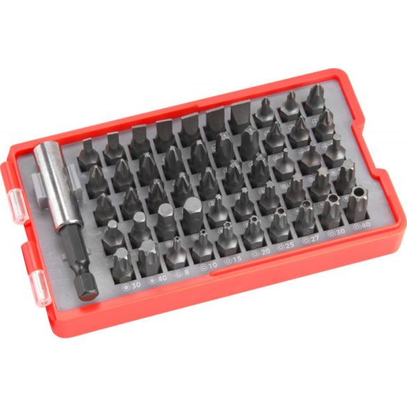EXTOL PREMIUM set de înșurubare 51 buc. Cr.V., plat:3-7mm, PH0-3, PZ0-3, HEX 1,5-6mm, T și TTa 8-40, în suport de plastic pentru curea