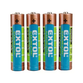   EXTOL ENERGY set de baterii 4 buc, alcaline, 1,5V, mărime: AAA (LR03); durată lungă de viață, blister