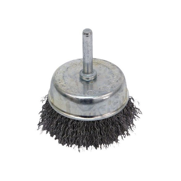 EXTOL CRAFT perie tip cupă pentru șlefuit, cu tijă; 75mm, tijă de 6mm, compatibilă cu burghiu