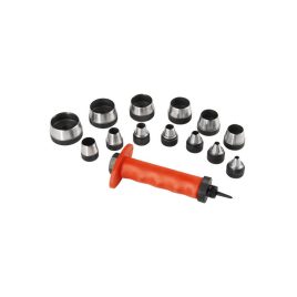   EXTOL PREMIUM set perforator 14 piese 5-6-8-10-11-13-16-19-22-25-28-32-35 mm, mâner din plastic colorat, geantă din plastic