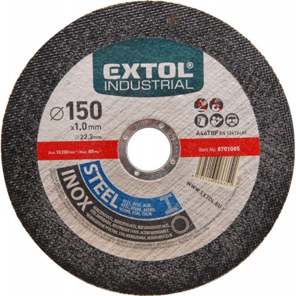 EXTOL INDUSTRIAL disc de tăiere industrial, pentru oțel/inox; 230×1,9×22,2mm