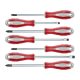 Set șurubelnițe FORTUM, 7 buc.; plate: 3×75, 5×100, 6×125mm, PH1×100, PH2×125, PZ1×100, PZ2×125, CV. magnetice, cutie de carton