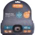 EXTOL LIGHT căciulă, albastră, tricotată, cu lanternă LED detașabilă, 4×45 Lumen; acumulator Li-ion reîncărcabil USB, 3 funcții (100%-75%-50% luminozitate)