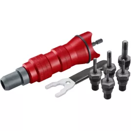   Set adaptor FORTUM pentru mașină de găurit, pentru nituri POP-NUT, 6 buc, M3-M4-M5-M6-M8; prindere hexagonală 1/4', FORTUM