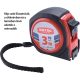 EXTOL PREMIUM bandă de măsurare, cauciucată, 1 opritor, 3m×19mm
