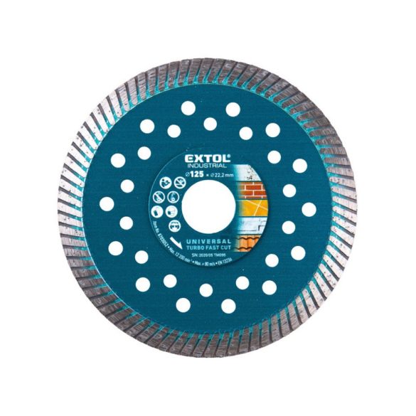 EXTOL INDUSTRIAL disc diamantat, turbos, tăiere rapidă; 150×22,2mm, pentru tăiere uscată și umedă