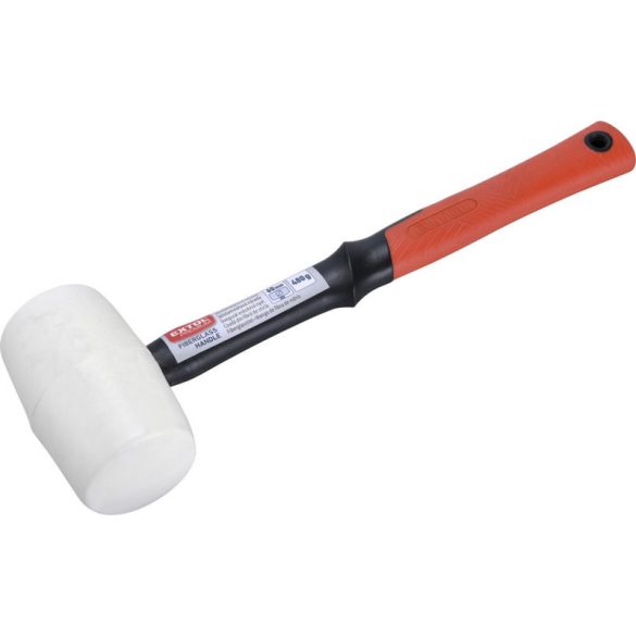 EXTOL PREMIUM ciocan din cauciuc cu mâner din fibră de sticlă, cauciuc alb; 80 mm, 0,91 kg
