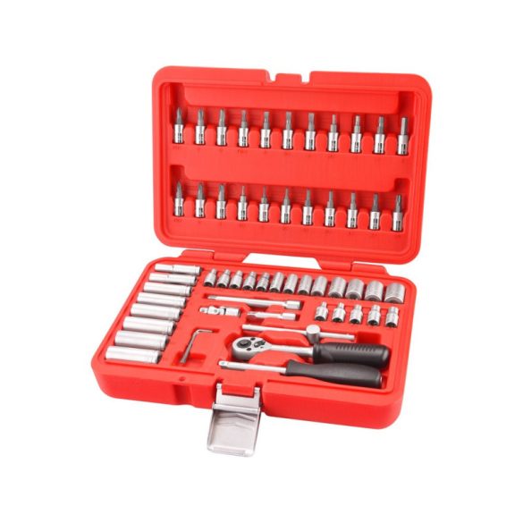 Set chei tubulare EXTOL PREMIUM CV, 45 dinți; 1/4', 57 buc, chei tubulare: 4-14mm, capete bit (-, +, imbus, torx)