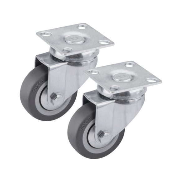 EXTOL PREMIUM role pentru dispozitive 2 buc, auto-reglabil, cauciuc gri, 50mm, cu rulment cu bile, capacitate max.: 27 kg/buc