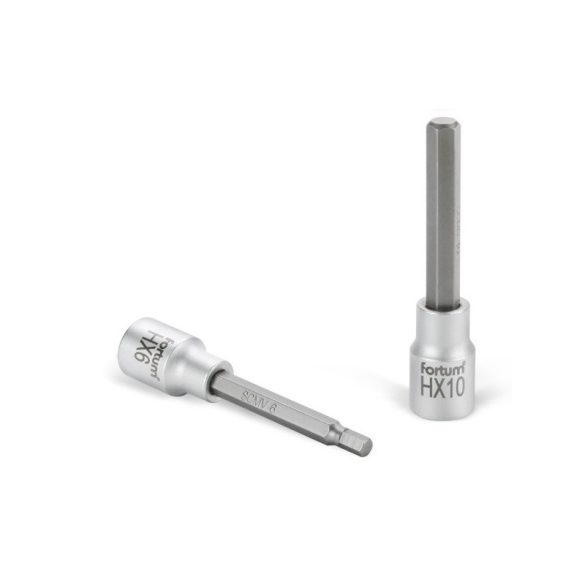 Ștuț FORTUM, imbus, 1/2', lung, 61CrV5/S2, crom mat; 10mm (HX10), 100mm