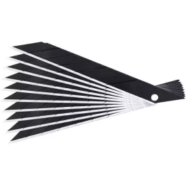   FORTUM lamă de rezervă 10 buc, negru, cu trei tăișuri; 9×100×0,7mm, oțel SK2, HRC > 67, ascuțire cu laser