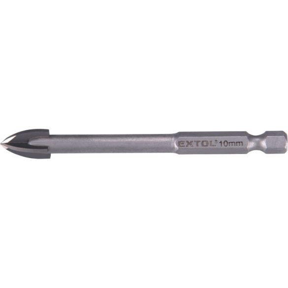 EXTOL PREMIUM burghiu pentru sticlă, ceramică și faianță, cu plăcuțe din carbură; 12×95mm, prindere hexagonală 1/4
