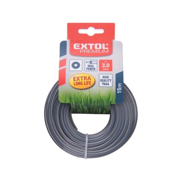 EXTOL PREMIUM fir pentru trimmer, 2,0 mm, secțiune circulară, negru, putere dublă, 15m