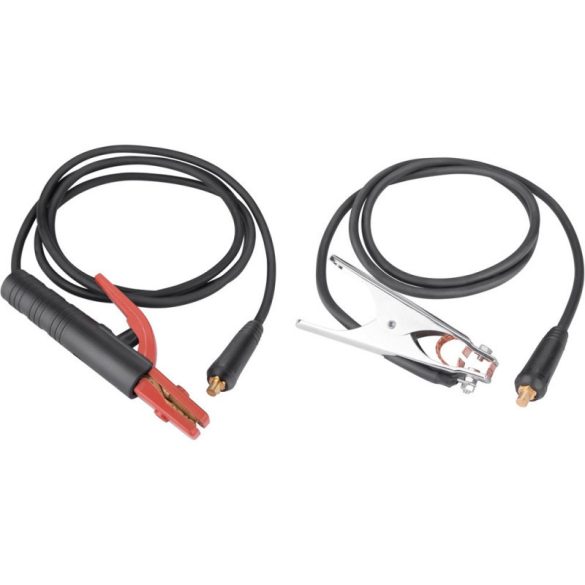 pereche de cabluri de sudură, cablu de împământare cu clemă + cablu de lucru cu suport de electrod, 120A, 3m, 16mm2, conector: 10-25