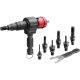 Set adaptor FORTUM pentru mașină de găurit, pentru piulițe nit POP-NUT, 6 bucăți, M3-M4-M5-M6-M8-M10-M12; prindere hexagonală de 8 mm (5/16'), FORTUM