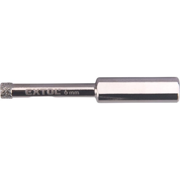 EXTOL PREMIUM burghiu pentru sticlă, ceramică și gresie, tăiș diamantat; 8×65mm, compatibil cu bormașină