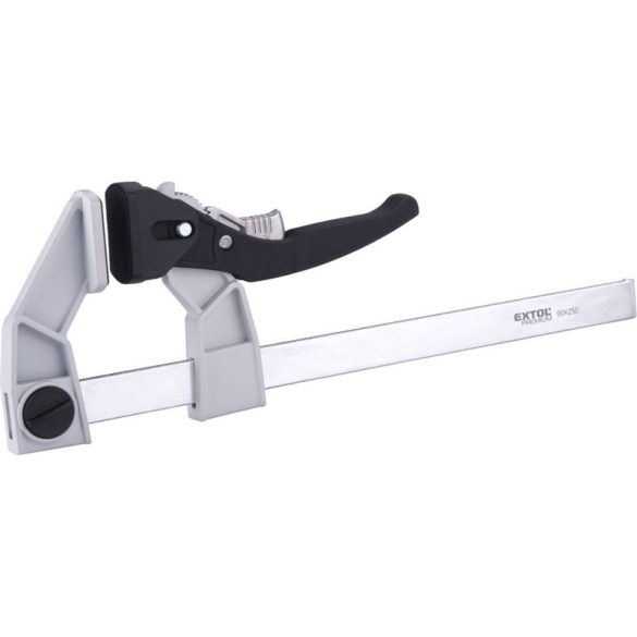 EXTOL PREMIUM clește tâmplar, cu clichet, ALU+oțel+plastic, 250×90 mm