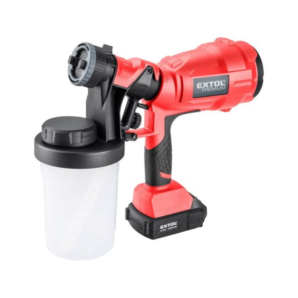 Pulverizator de vopsea EXTOL PREMIUM cu acumulator, Share20V, 20V, Li-ion, 1 acumulator, 1 încărcător, 2000 mAh, 700 ml/minut