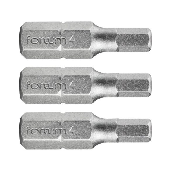 Vârf de șurubelniță FORTUM HEX, 3 buc, oțel S2; H 6×25mm, blister