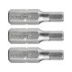 Set de 3 capete de înșurubare FORTUM HEX, oțel S2, H 3×25mm, blister