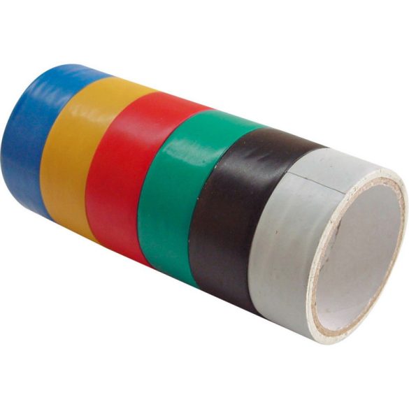 EXTOL CRAFT bandă izolatoare, set 6 buc, colorată; 19mm×18m×0,13mm (3m×6 buc)