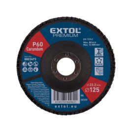   EXTOL PREMIUM disc lamelar pentru șlefuirea oțelului, aluminiului, plasticului și lemnului, 125×22mm; P40, conic, max.:12.300 rpm, E