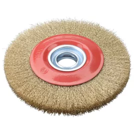   EXTOL CRAFT perie circulară din sârmă pentru polizor dublu, 150mm, 32mm diametru, adaptoare plastic, fire ondulate, oțel cuprat