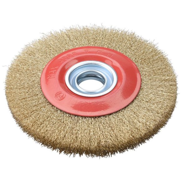 EXTOL CRAFT perie circulară din sârmă pentru polizor dublu, 150mm, 32mm diametru, adaptoare plastic, fire ondulate, oțel cuprat