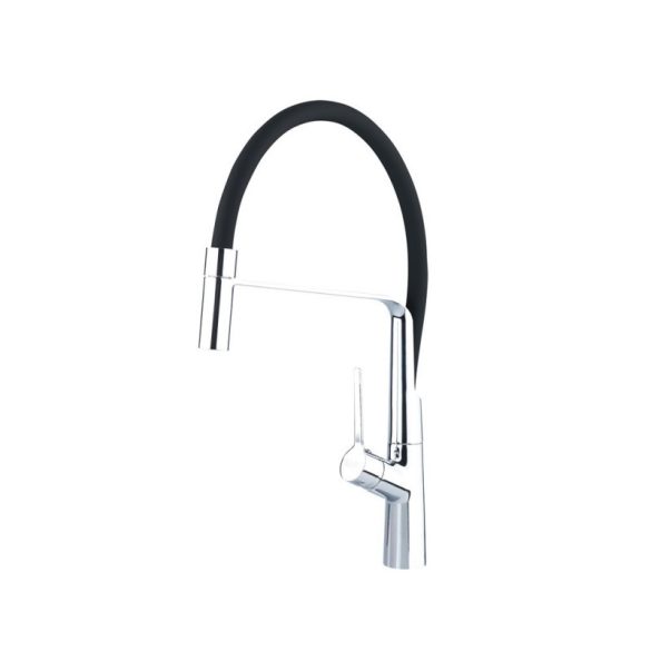 BALLETTO baterie de bucătărie, suport fix, țeavă de scurgere flexibilă din silicon, 25mm, negru