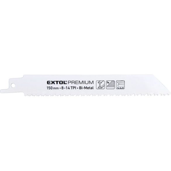 EXTOL PREMIUM pânză pentru fierăstrău sabie, set 3 buc., prindere Bosch, 150 mm, 8-14T, bimetal, pentru metale, tăiere grosieră