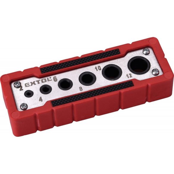 EXTOL PREMIUM șablon de ghidare pentru burghiu, 6 dimensiuni: 2-12 mm