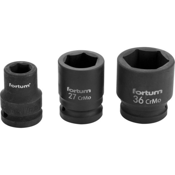 Cap de impact FORTUM 3/4', 19mm, L 52 mm, negru, FORTUM